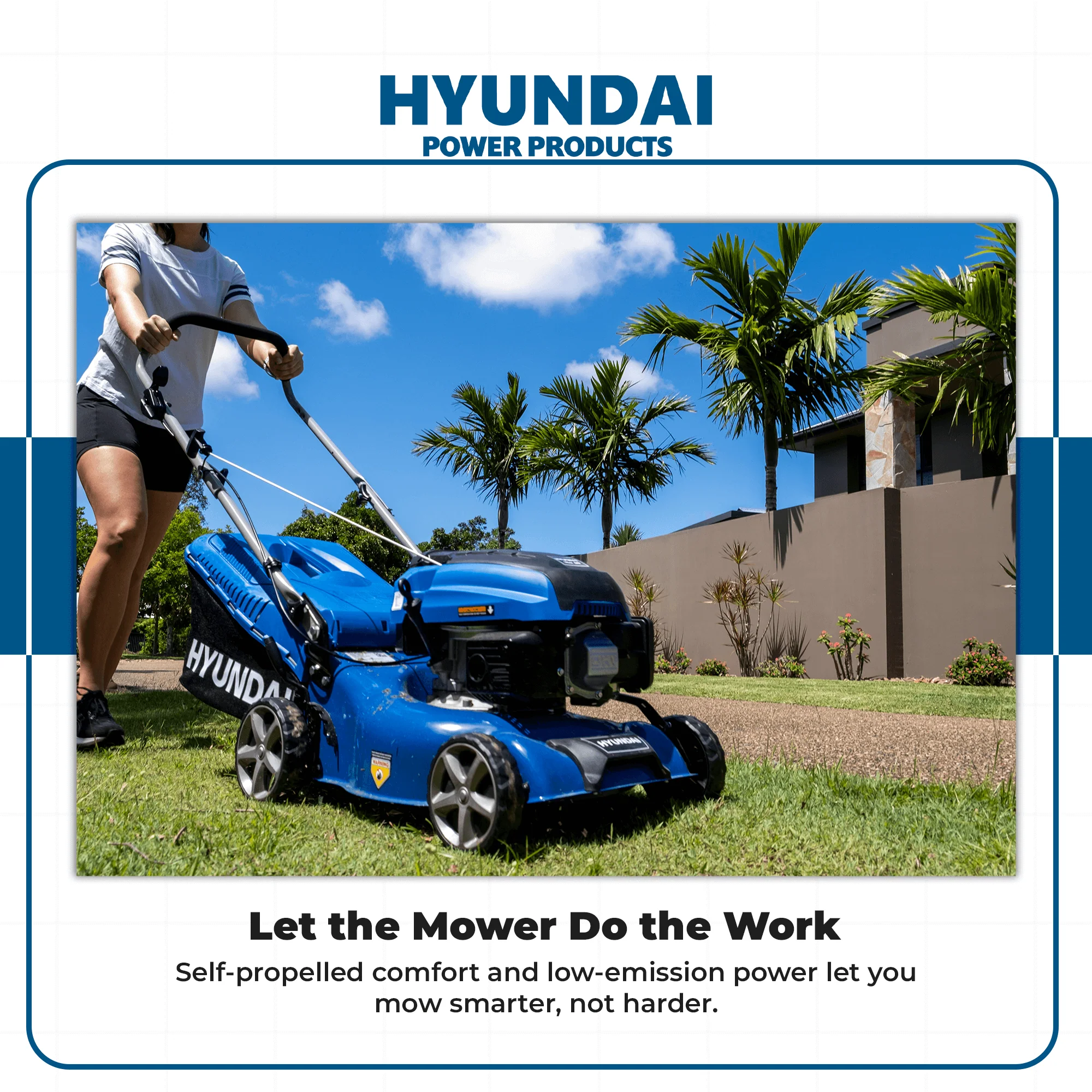 Hyundai 20" Petrol Lawn Mower – Self Propelled, 170cc OHV Engine, Steel Deck, Easy Start, Rear Wheel Drive (HYM510SP) - Image 6