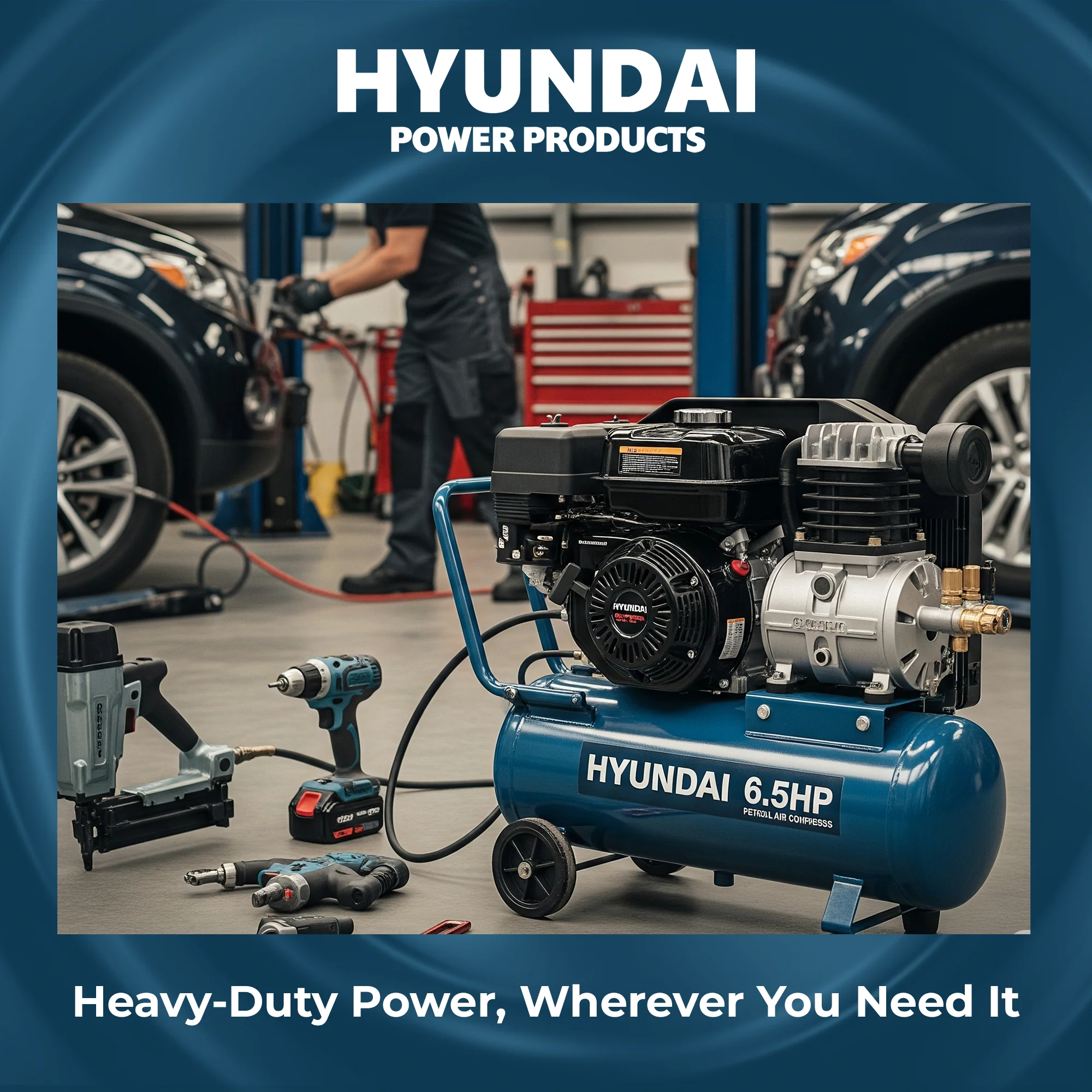 Hyundai 6.5HP Petrol Air Compressor – 100L Tank, 116PSI, Belt Drive, 312L/min, Portable & Heavy-Duty (HYAC65100BD) - Image 9