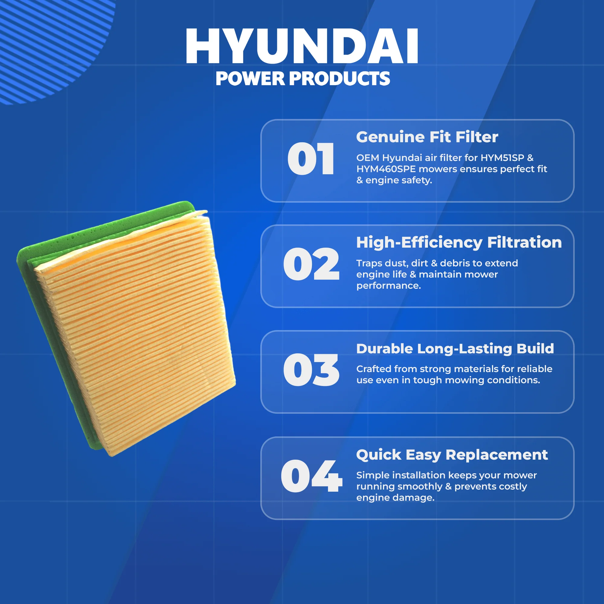 Hyundai Air Filter for HYM51SP & HYM460SPE Mowers – Genuine Replacement Part 200548 - Image 4