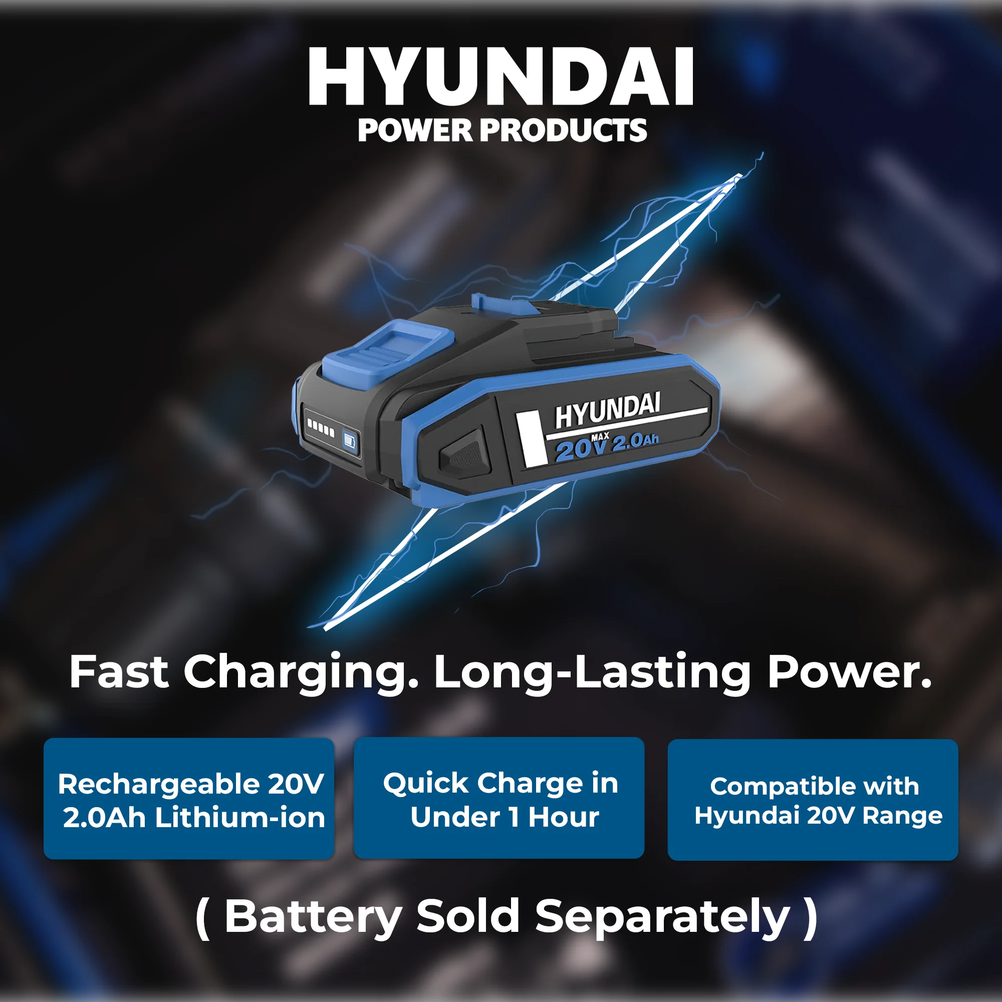 Hyundai 20V Cordless Hammer Drill – 2-Speed, 50Nm Torque, LED - SKIN ONLY (HD20S-50) - Image 7