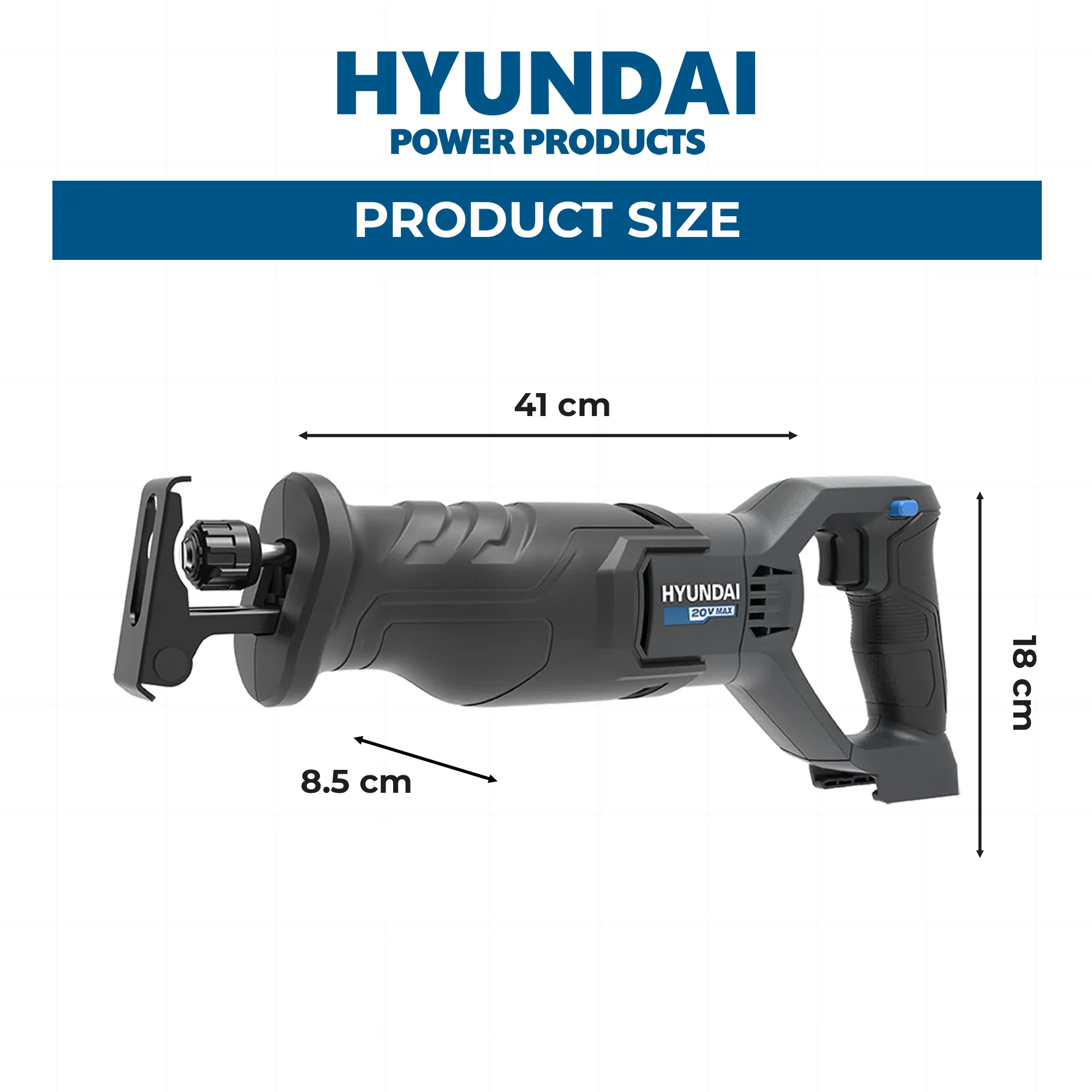 Hyundai 20V Cordless Reciprocating Saw – 100mm Wood Cut, Tool-Free Blade Change, Variable Speed - SKIN ONLY (RS20S-20) - Image 4