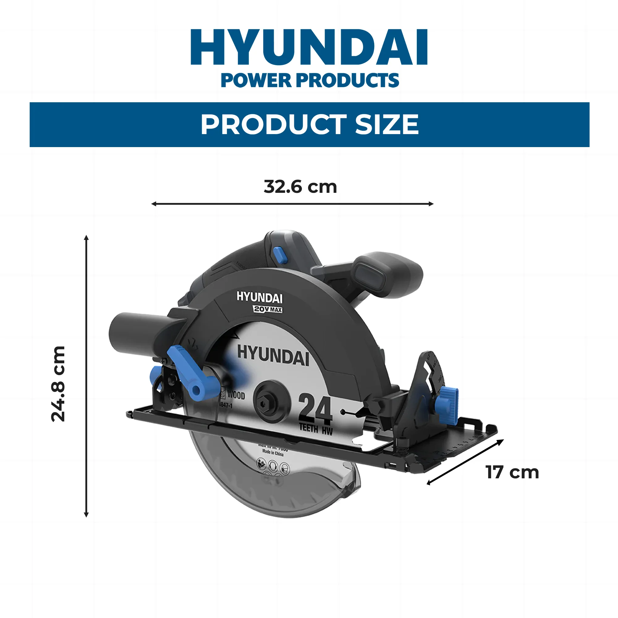 Hyundai 20V Brushless Circular Saw – 190mm Blade, 67.5mm Cut Depth - SKIN ONLY (CS20X-190) - Image 4