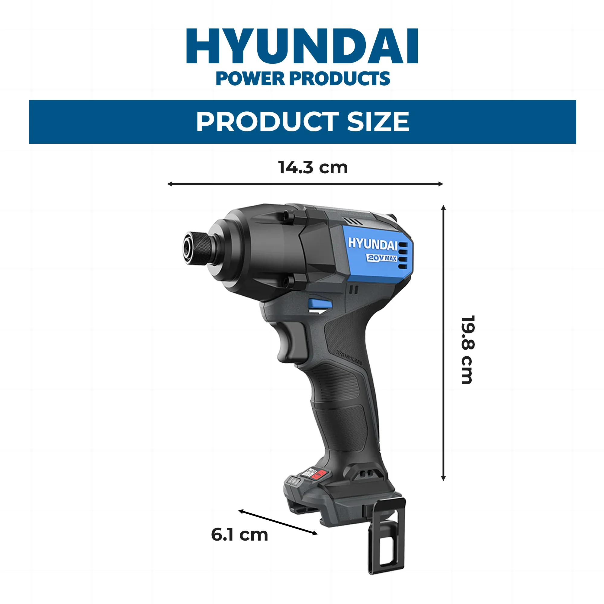 Hyundai 20V Brushless Impact Driver Kit – 230Nm, 3-Speed, LED, 4Ah Battery & Charger (ID20X-230FT) - Image 4