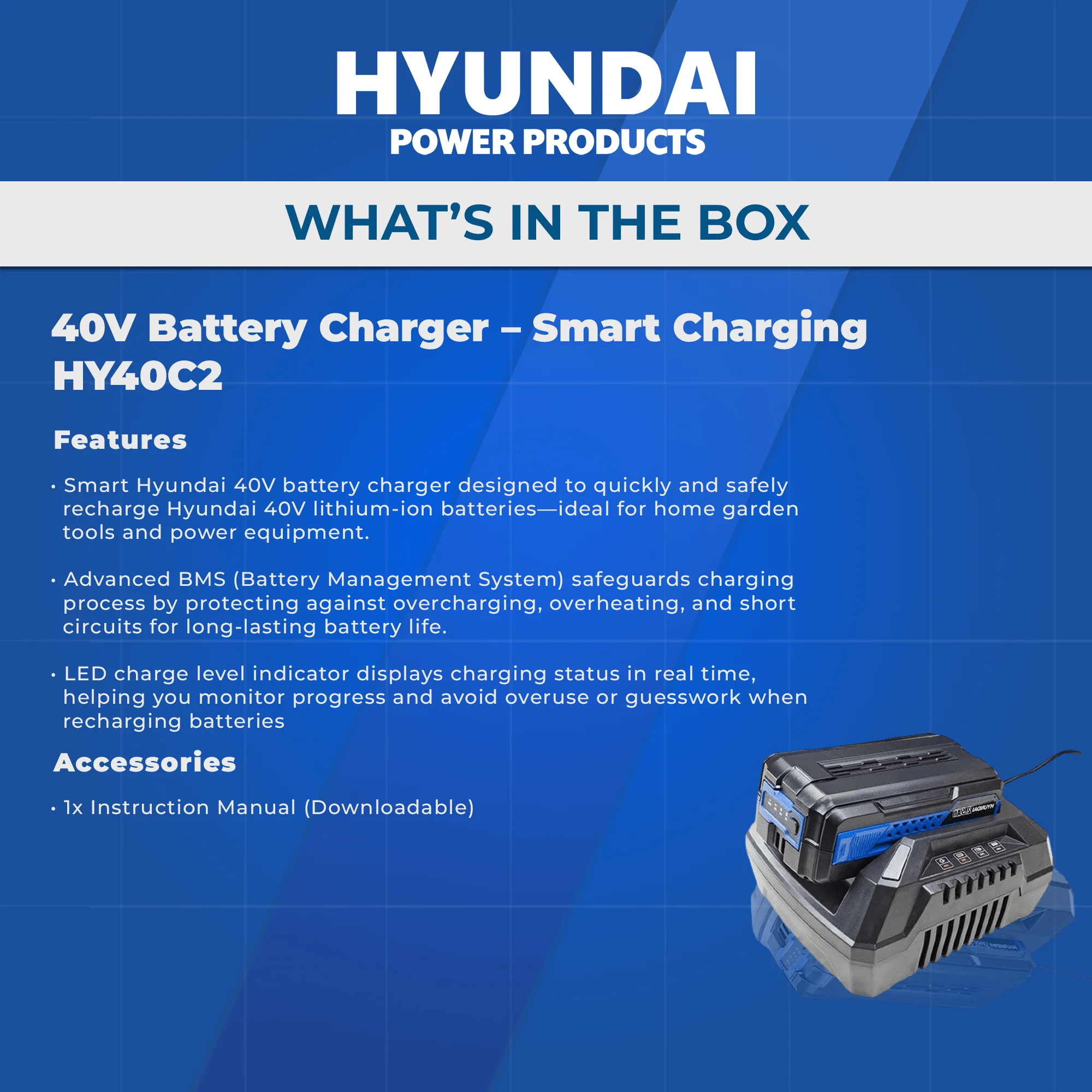 Hyundai 40V 4Ah Battery Charger – Fast Charging for Hyundai 40V 4Ah Battery  - (4Ah HY40C5) - Image 5