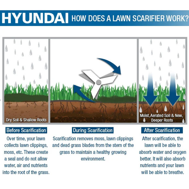 Hyundai Petrol Lawn Scarifier & Aerator 2-in-1 – 212cc Engine, 400mm Width, 45L Catcher. (HYSC210) - Image 19
