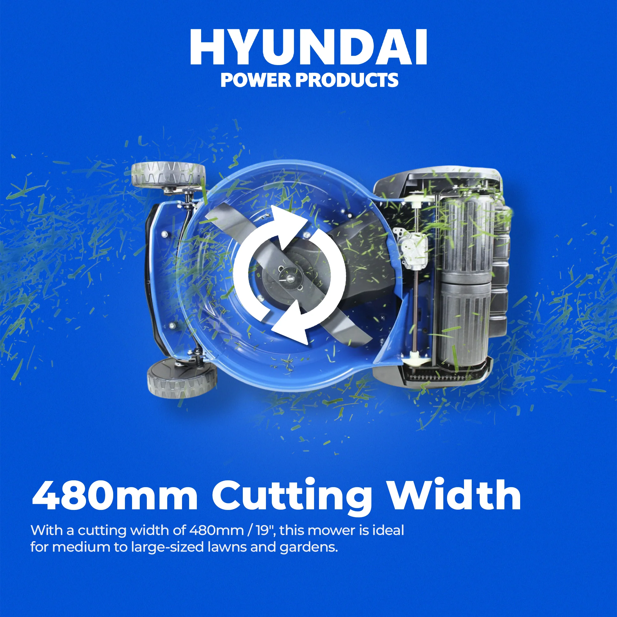 Hyundai 19” Self-Propelled Petrol Roller Lawn Mower – 48cm Roller, 139cc Power, Striping Finish | HYM480SPR - Image 5
