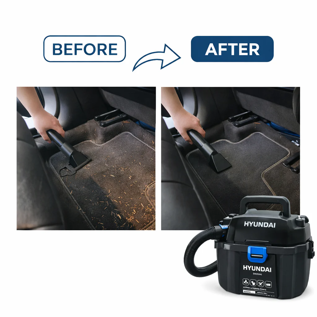 Hyundai 20V Wet & Dry Vacuum Kit – 10L Powerful Suction Car, Garage & Workshop Cleaning (DE20S/B120-2/2C20-2) - Image 11