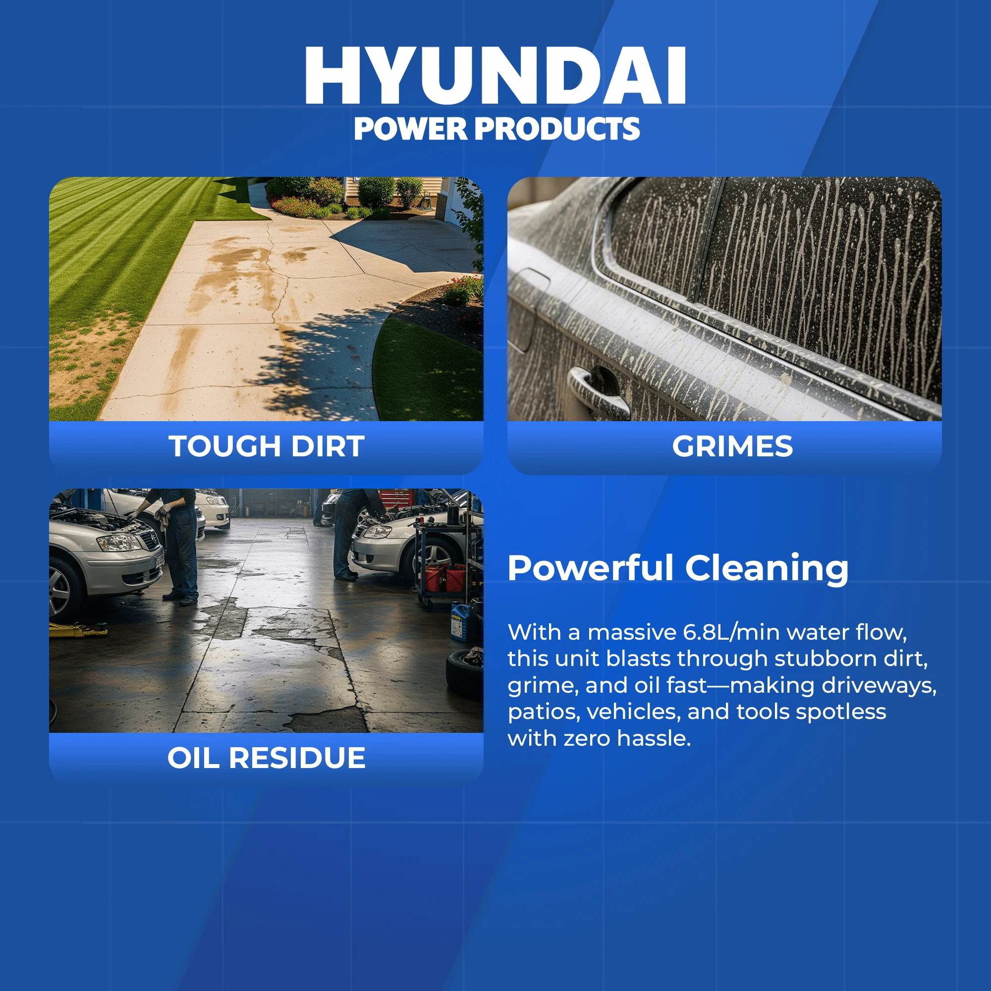 Hyundai 3500 PSI Petrol Pressure Washer – 212cc Engine, 3200W, 6m Hose, 24M Warranty (HY3200H) - Image 4