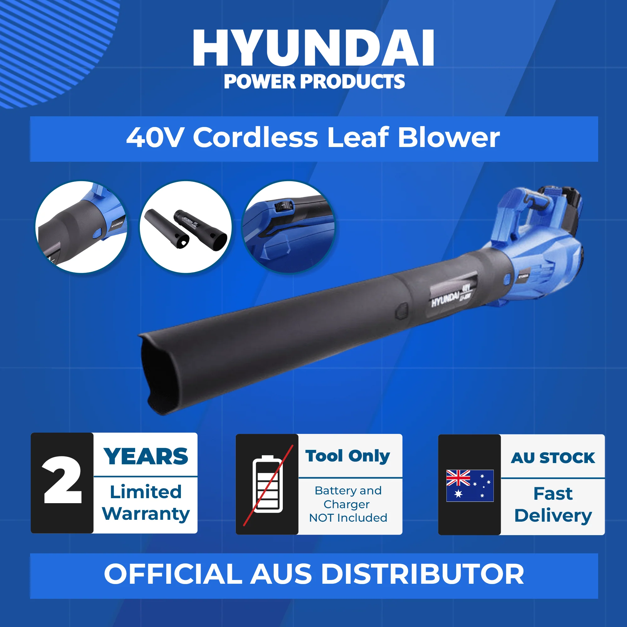 Hyundai 40V Cordless Leaf Blower – Lightweight, Variable Speed - SKIN ONLY (HY40LI) - Image 4
