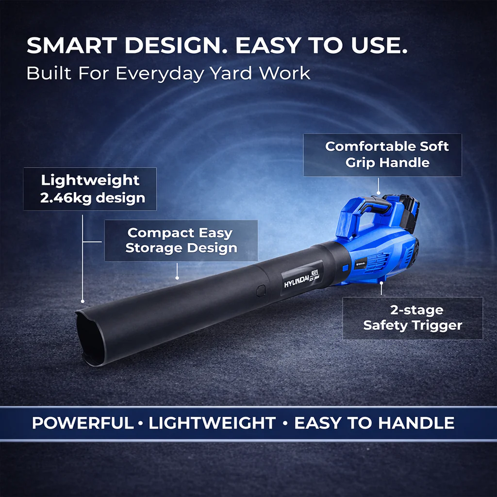 Hyundai 40V Cordless Leaf Blower Kit – 212km/h Power, Battery & Charger Included – Garden, Patio, Driveway & Gutter Cleanup (HYB40LI / HY40B2 / HY40C2 ) - Image 7