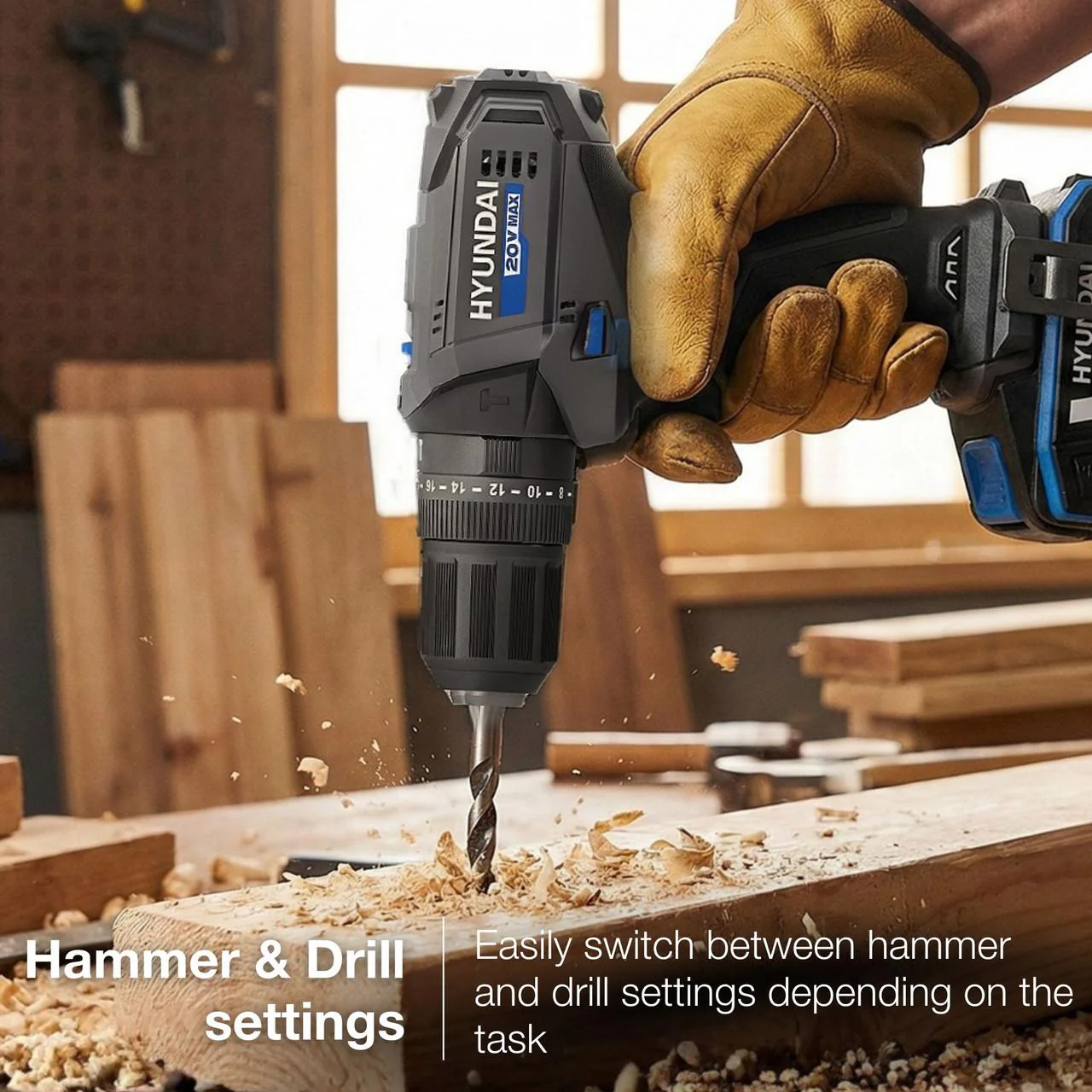Hyundai 20V Cordless Hammer Drill Kit – 50Nm Power + 75pc Tool Set + 2.0Ah Battery & Fast Charger | Home DIY, Furniture Assembly, Repairs (HD20S-50TT) - Image 14