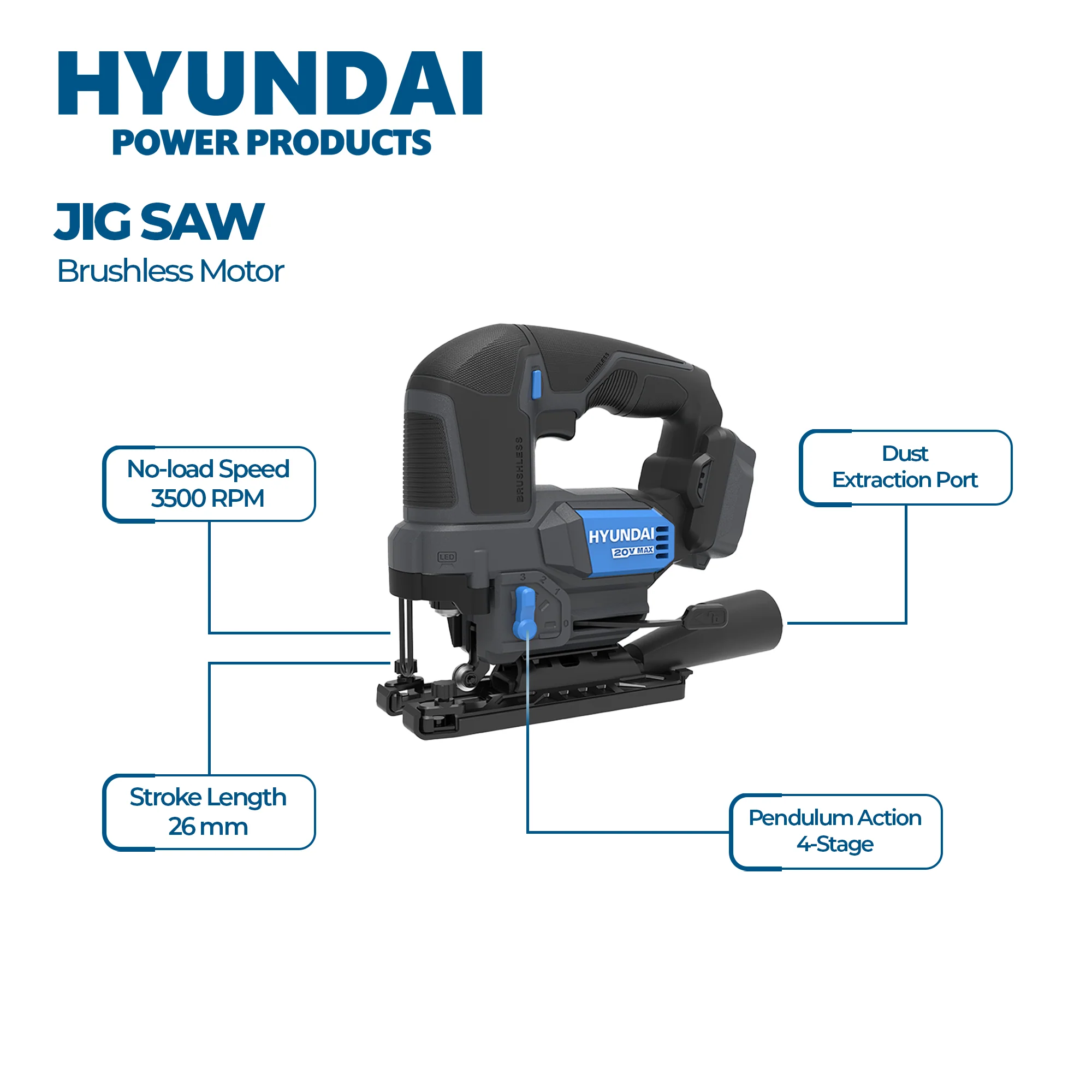 Hyundai Power 3 Piece Kit - Impact Driver + Circular Saw + Jigsaw + 4Amp Battery + Charger ( HPK103 ) - Image 4