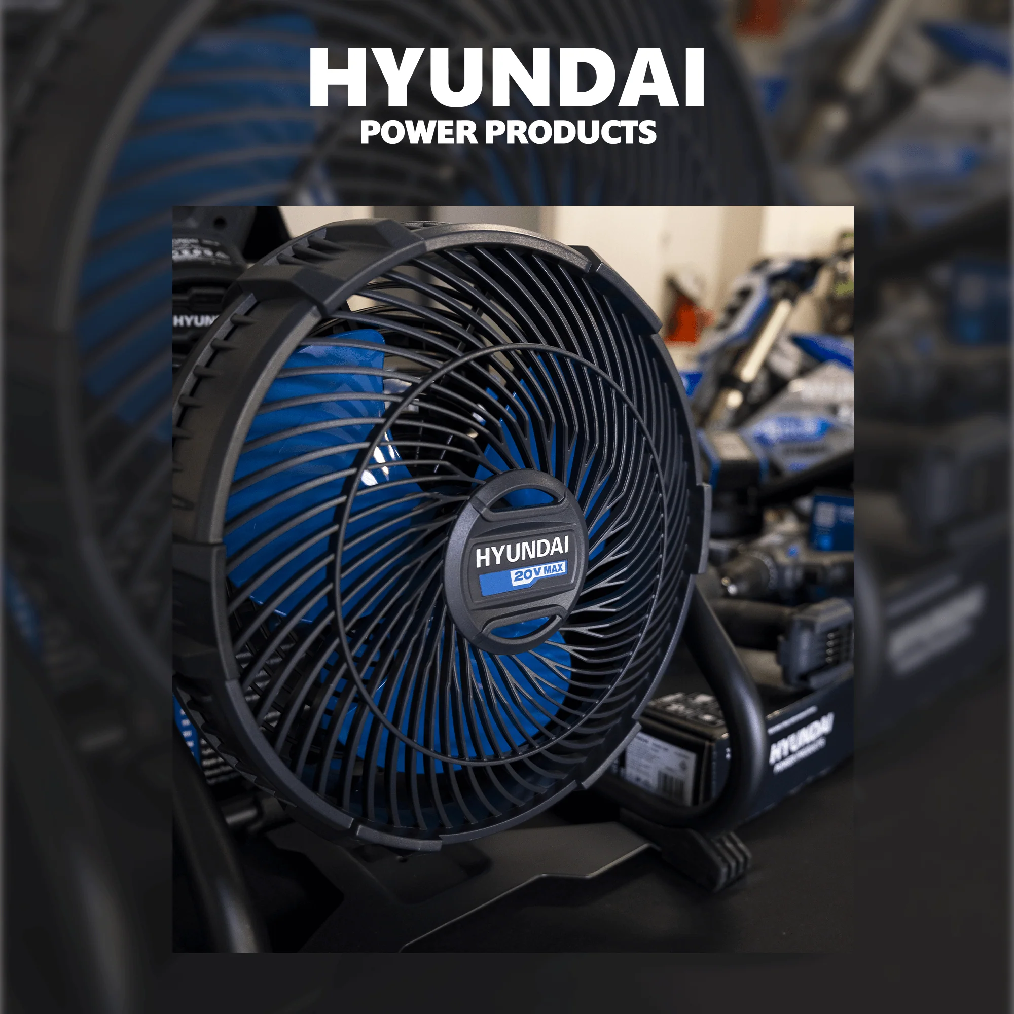 Hyundai Power Tools 4 Piece Kit - Tyre Inflator + Blower + Fan + LED Work Light + 4Amp Battery and Charger ( HPK004 ) - Image 10