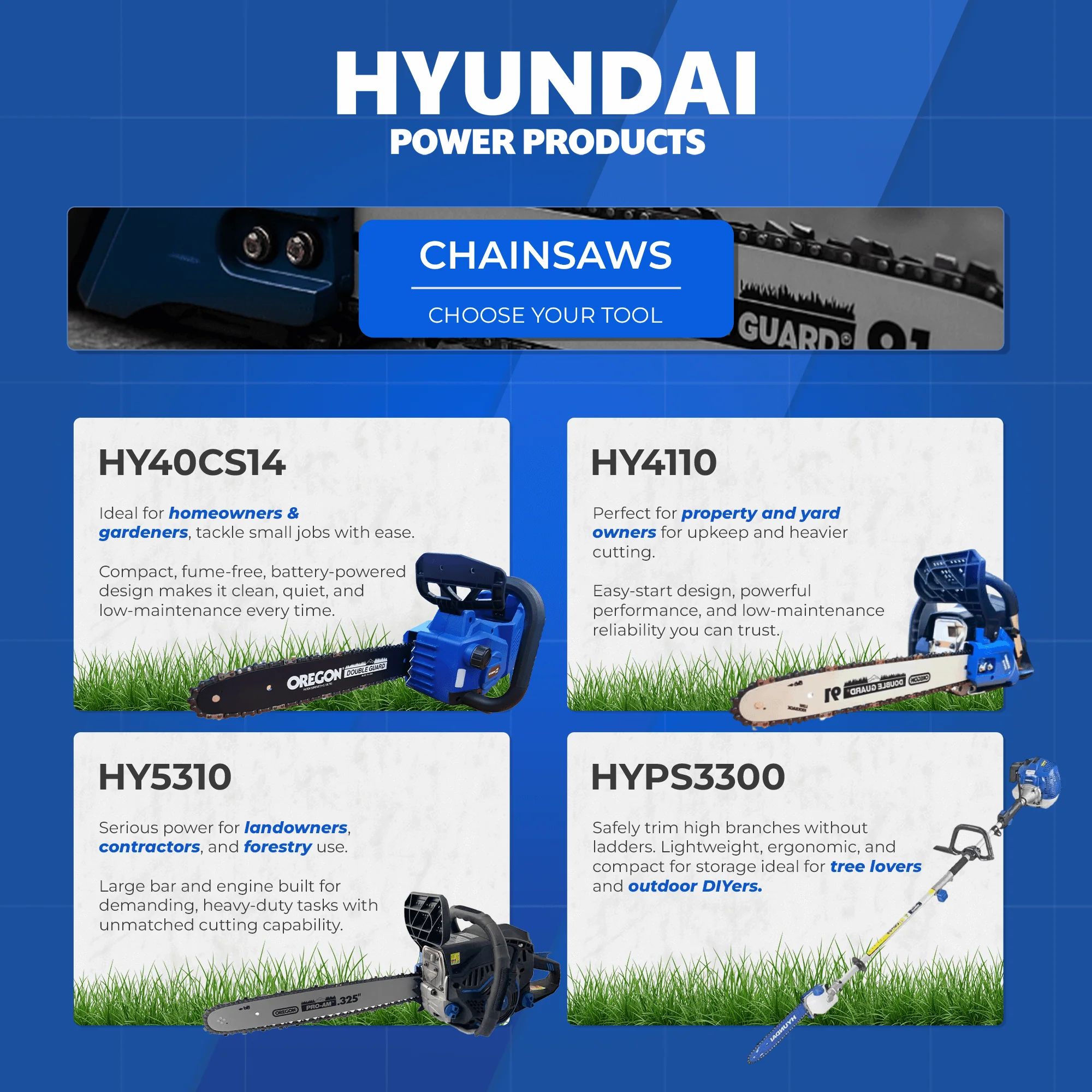 Hyundai 16" Petrol Chainsaw – 40cc 2-Stroke, Oregon Bar, Lightweight, Auto Chain Lube, Anti-Kickback Brake (HY4110) - Image 7