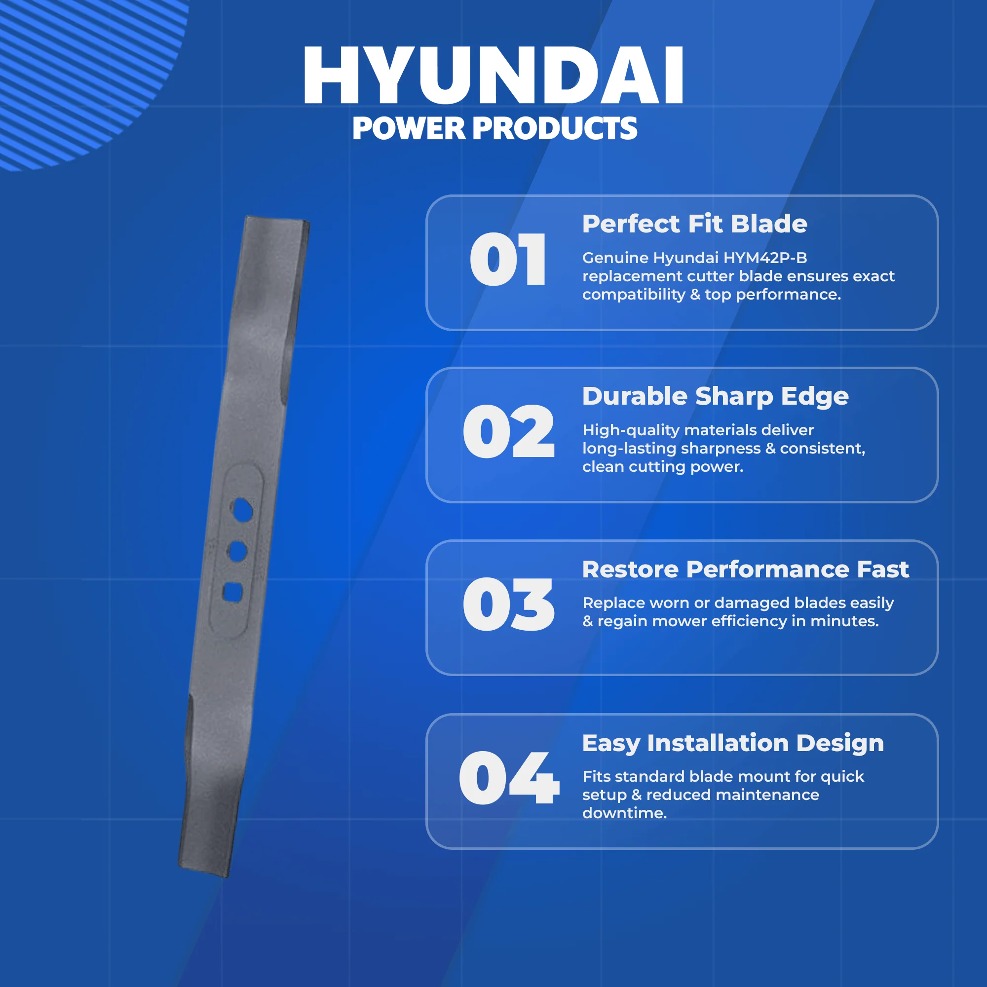 Hyundai HYM42P-B Lawnmower Replacement Cutter Blade – Genuine Official Hyundai Part - Image 4