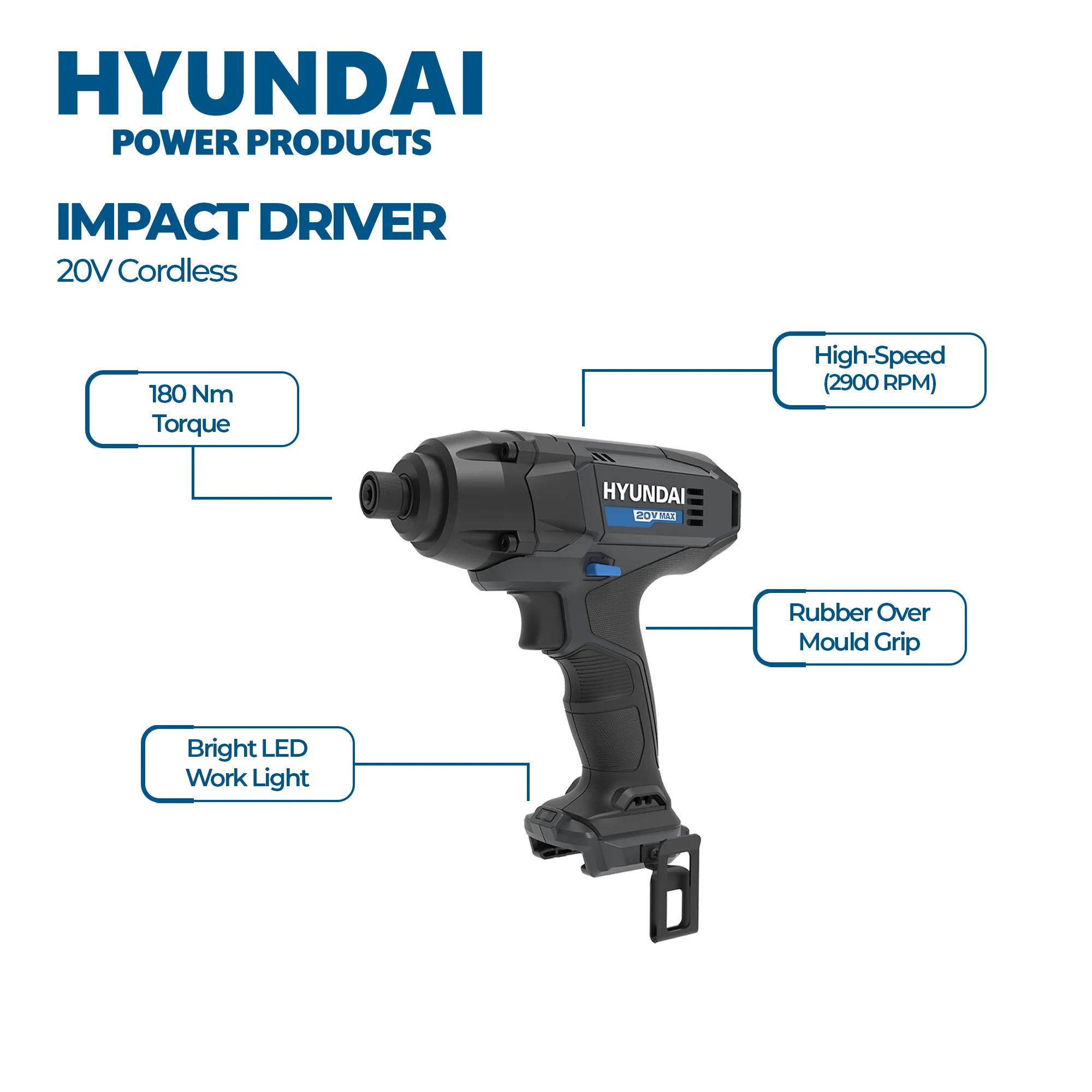 Hyundai Power Tools 2 Piece Kit - Hammer Drill + Impact Driver + 4Amp Battery and Charger ( HPK001) - Image 3
